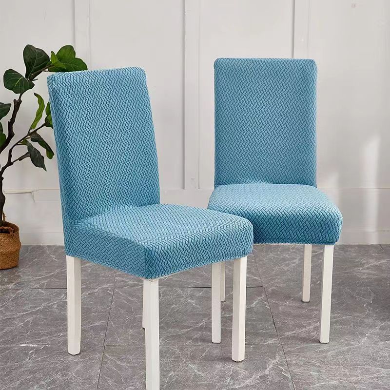 Dining Chair Cover Jacquard Plaid CHARMÉE Lake Blue-M