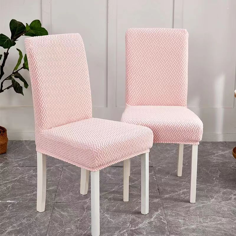 Dining Chair Cover Jacquard Plaid CHARMÉE Pink-M