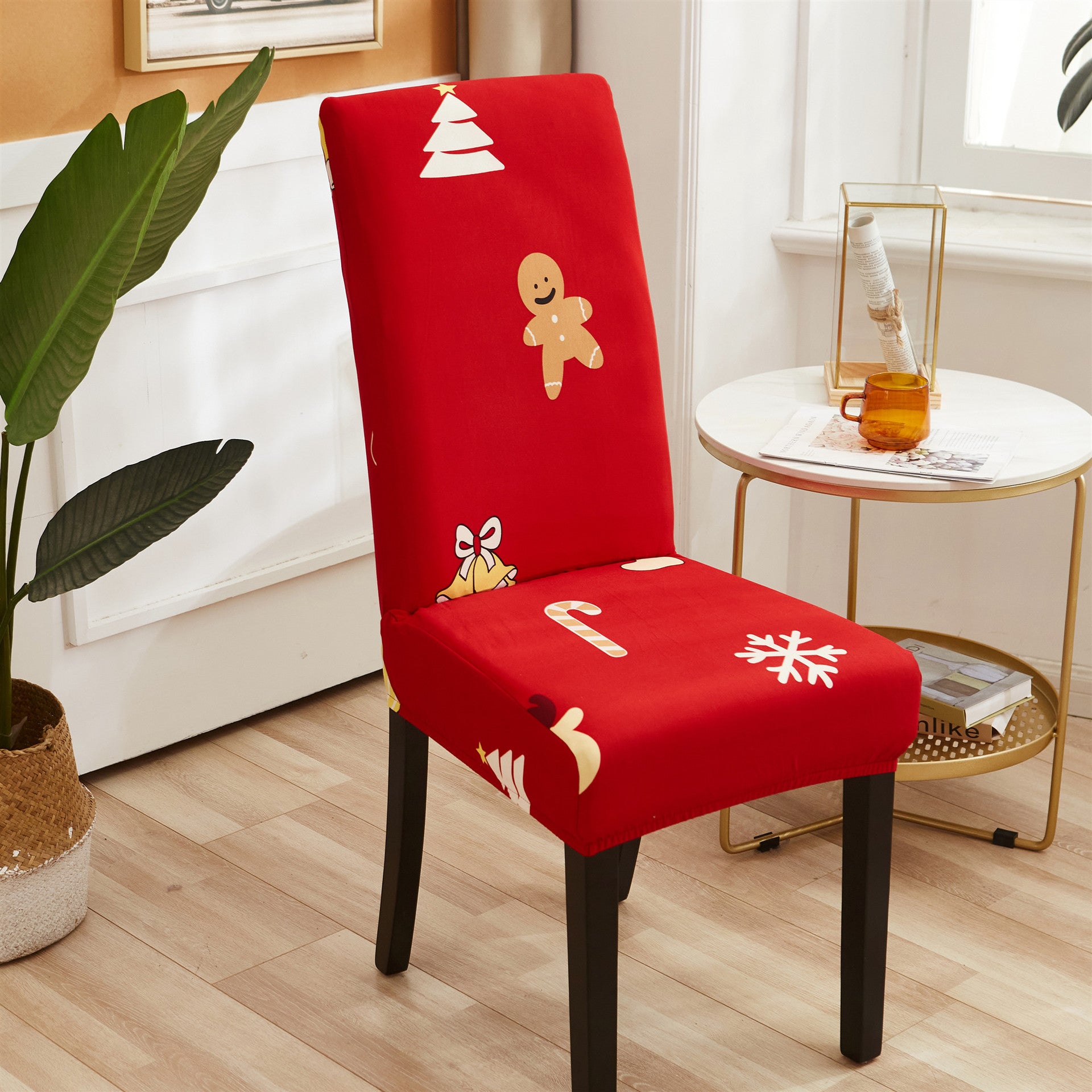 Dining Chair Cover Milk Silk Stretchable ELODIE Christmas Red-Universal