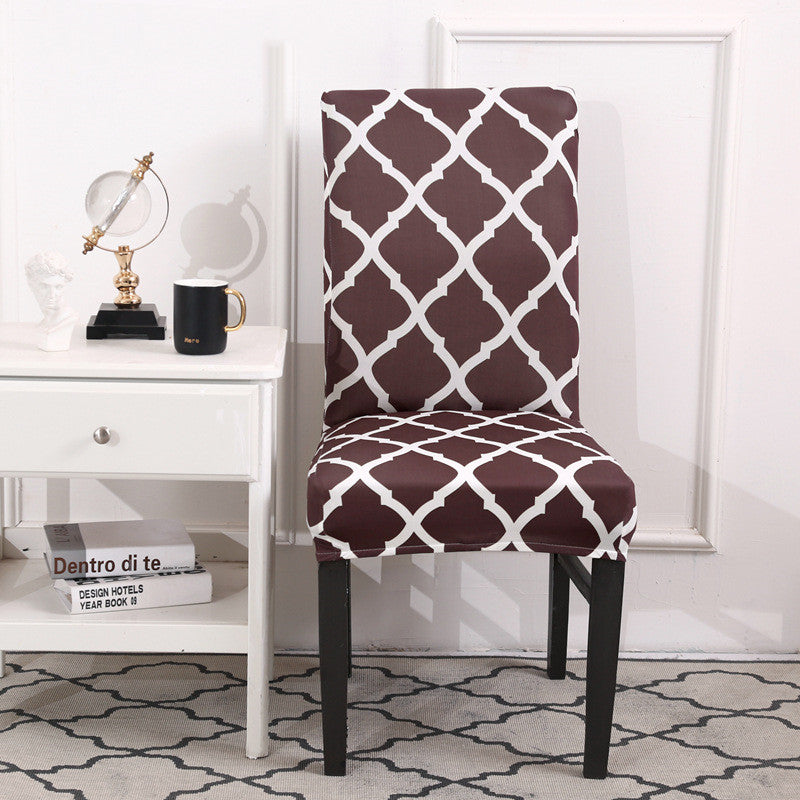Dining Chair Cover Stretchable Polyester ELODIE A coffee color