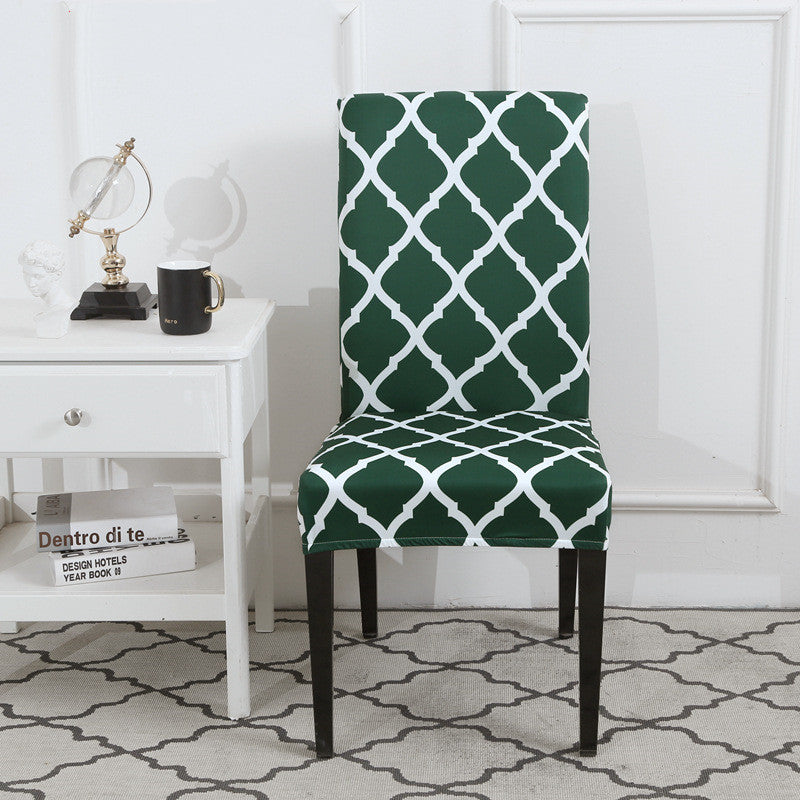 Dining Chair Cover Stretchable Polyester ELODIE A dark green