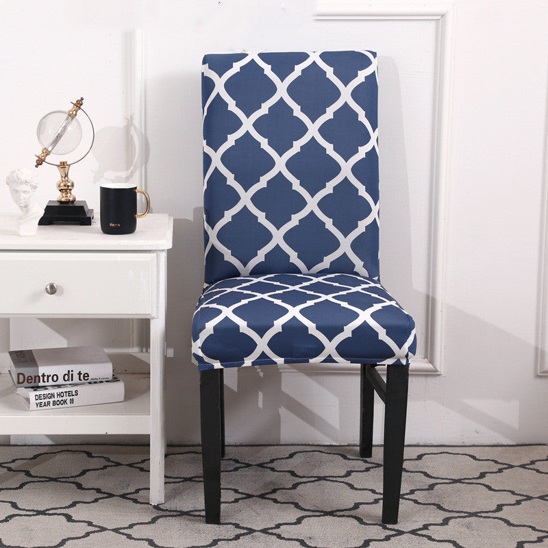 Dining Chair Cover Stretchable Polyester ELODIE A lake blue