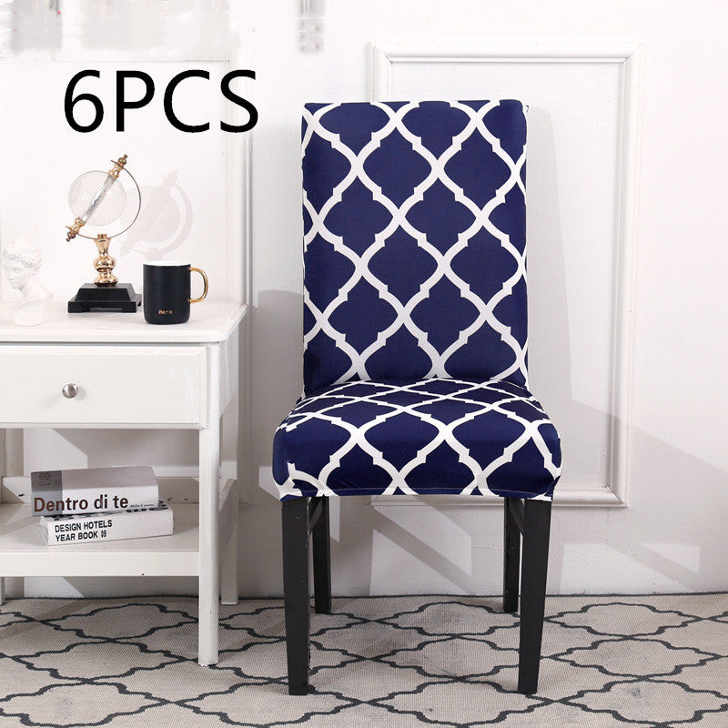 Dining Chair Cover Stretchable Polyester ELODIE A Navy 6pcs