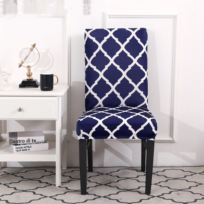 Dining Chair Cover Stretchable Polyester ELODIE A Navy
