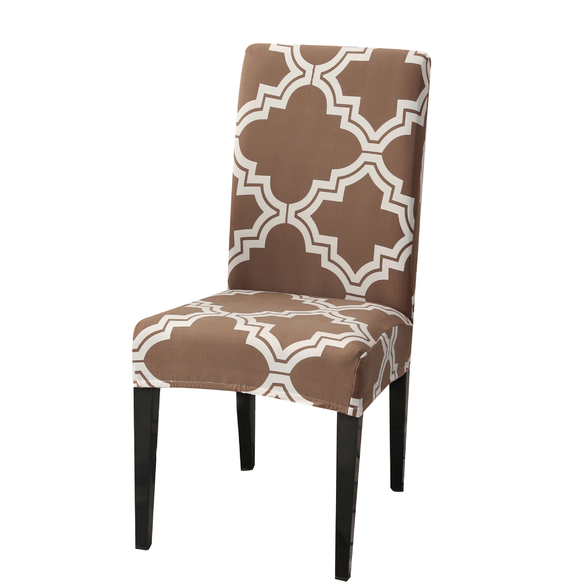 Dining Chair Cover Stretchable Polyester ELODIE B coffee