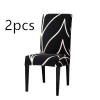 Dining Chair Cover Stretchable Polyester ELODIE C black style 2pcs