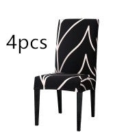 Dining Chair Cover Stretchable Polyester ELODIE C black style 4pcs
