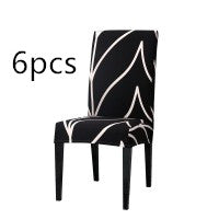 Dining Chair Cover Stretchable Polyester ELODIE C black style 6pcs
