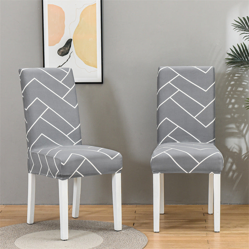 Dining Chair Cover Stretchable Print LUMINAIRE Gray Z-Universal Elastic Chair Cover