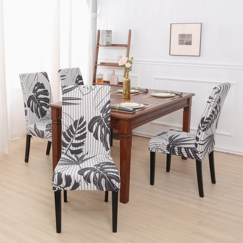Dining Chair Cover Stretchable Print LUMINAIRE Japanese Banana Leaf-Universal Elastic Chair Cover