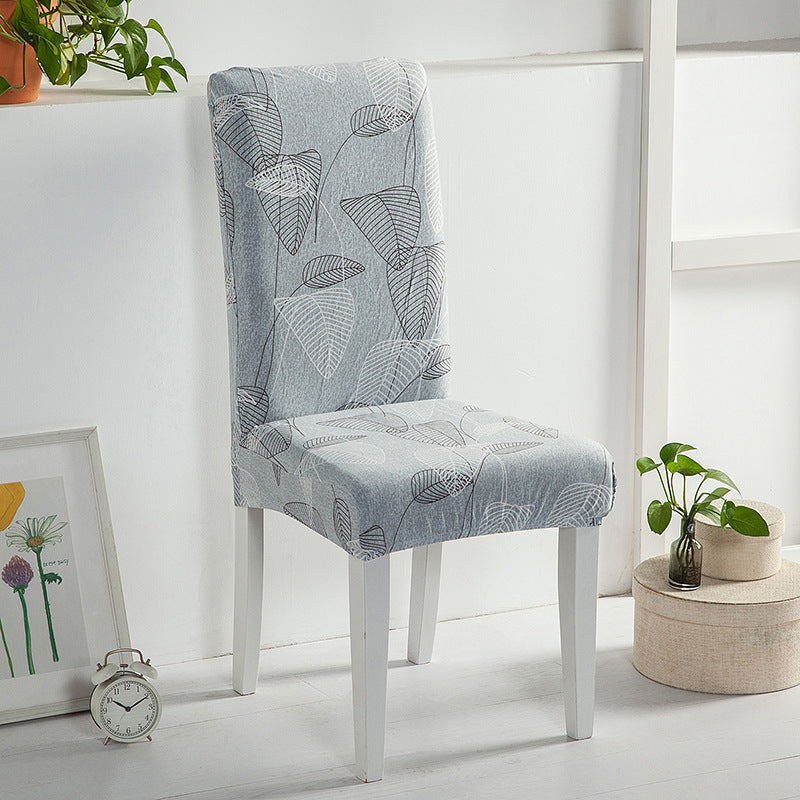 Dining Chair Cover Stretchable Print LUMINAIRE Leaf Love Dark Gray-Universal Elastic Chair Cover