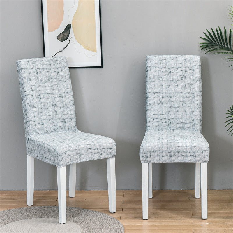 Dining Chair Cover Stretchable Print LUMINAIRE Light Cloud Gray-Universal Elastic Chair Cover