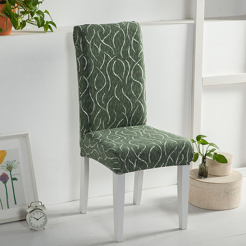 Dining Chair Cover Stretchable Print LUMINAIRE Silk Rain Green-Universal Elastic Chair Cover