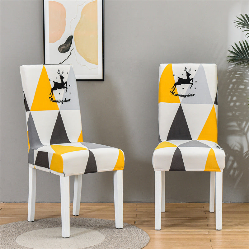 Dining Chair Cover Stretchable Print LUMINAIRE Triangle Deer-Universal Elastic Chair Cover