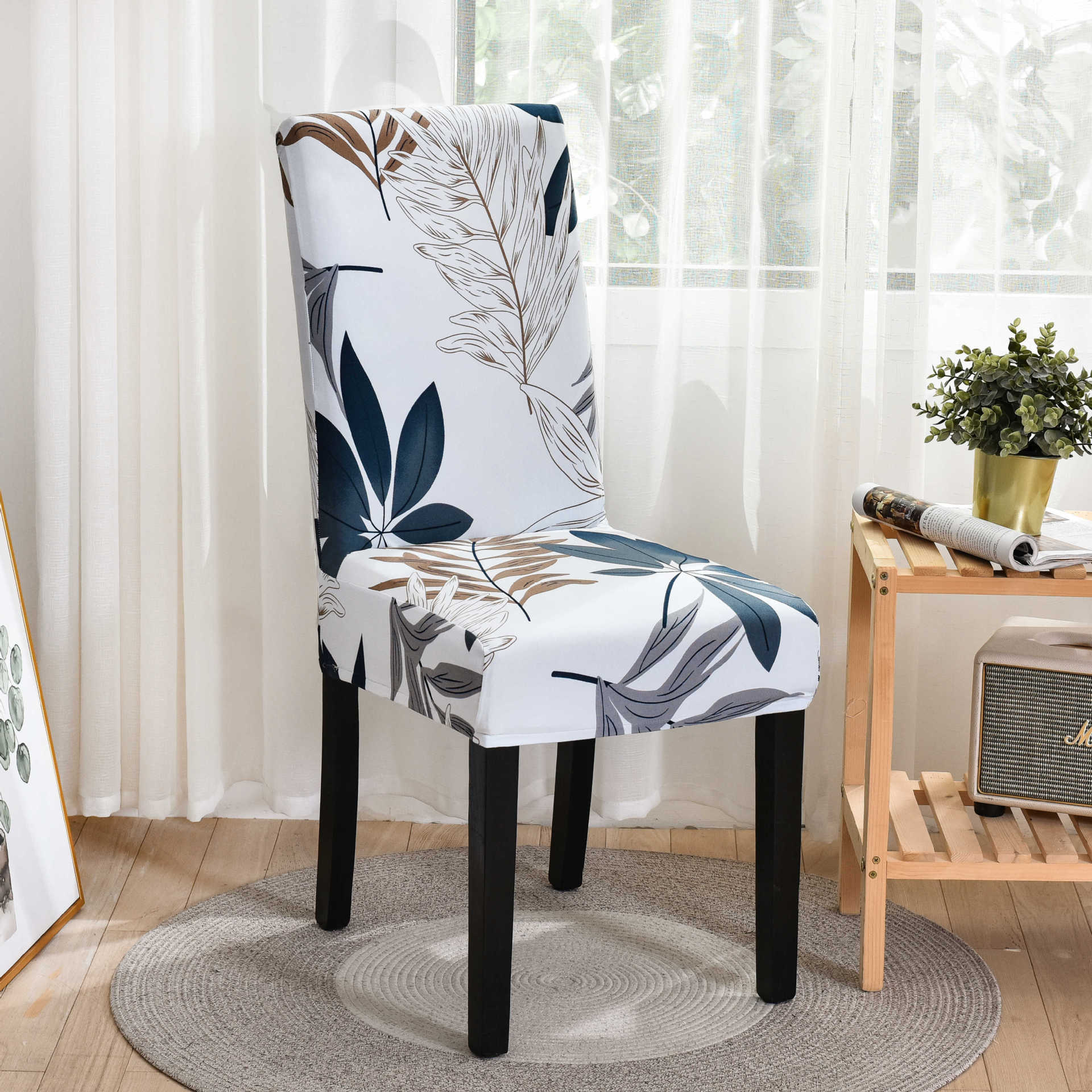 Dining Chair Cover Waterproof Geometric NOIRÉA Maple leaf-Universal