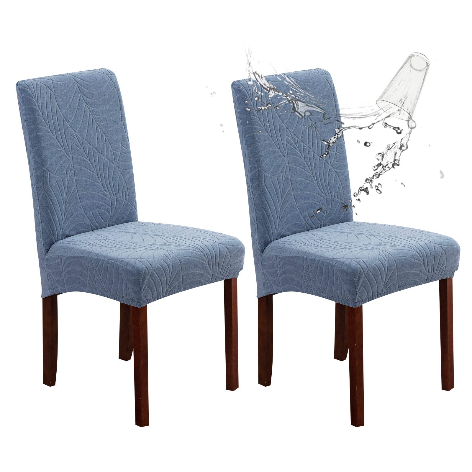 Dining Chair Cover Waterproof Jacquard Aveline Full Waterproof Light Blue-55 X 45 X 15