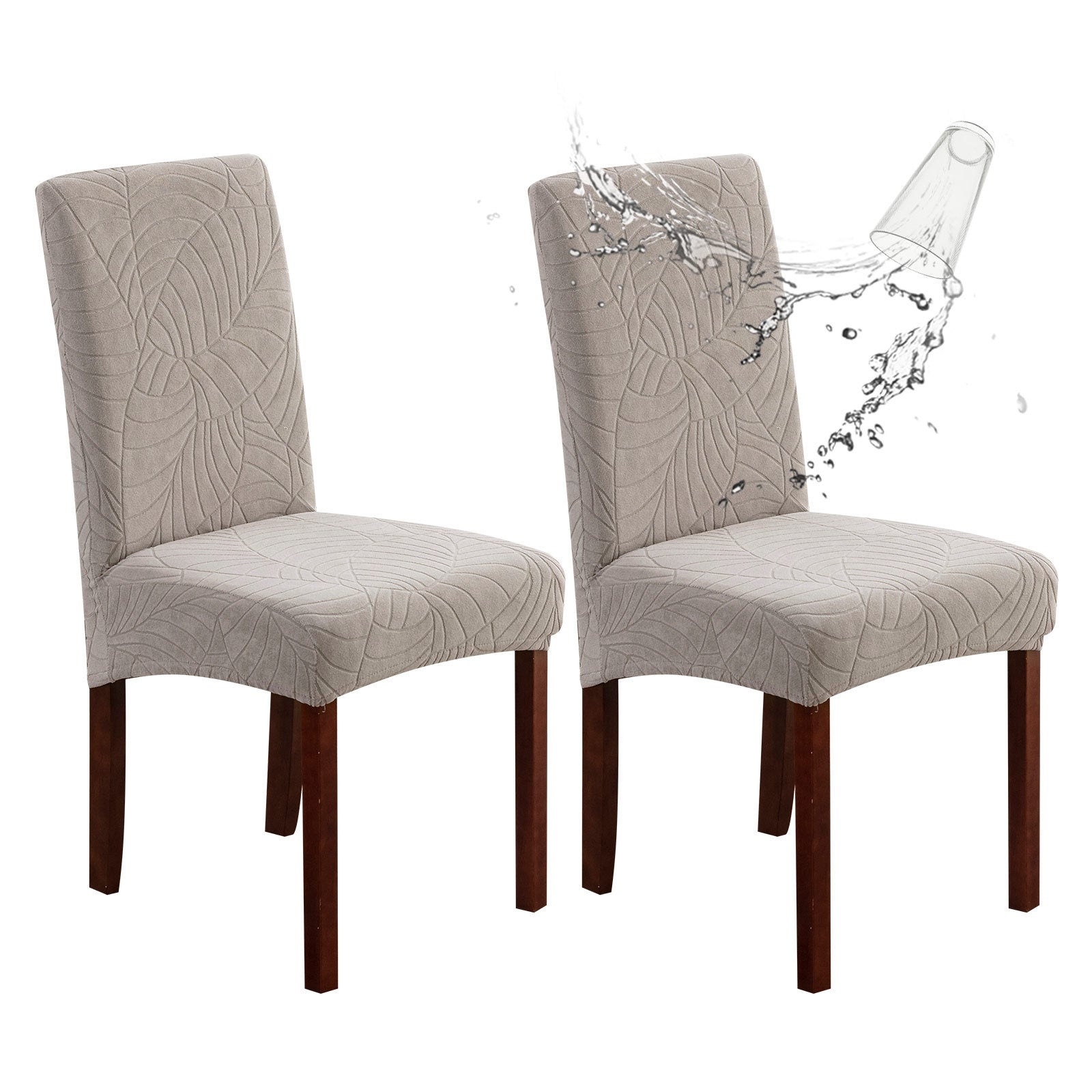 Dining Chair Cover Waterproof Jacquard Aveline Full Waterproof Light Gray-55 X 45 X 15