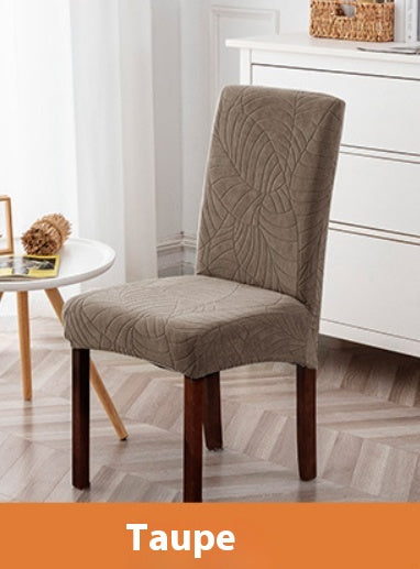 Dining Chair Cover Waterproof Jacquard Aveline Taupe-55 X 45 X 15