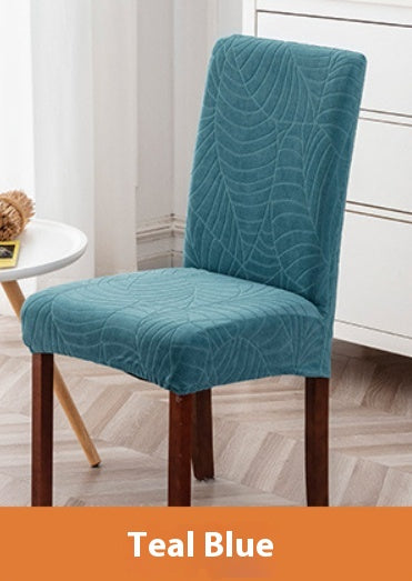 Dining Chair Cover Waterproof Jacquard Aveline Teal Blue-55 X 45 X 15