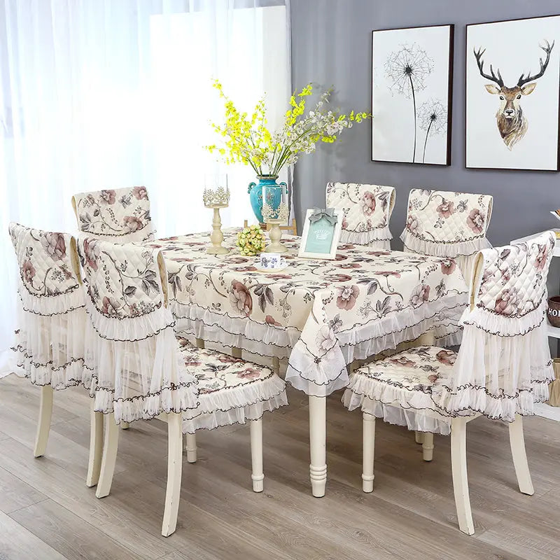 Dining Chair Covers Floral Cotton FLOREVA Flower coffee color-G