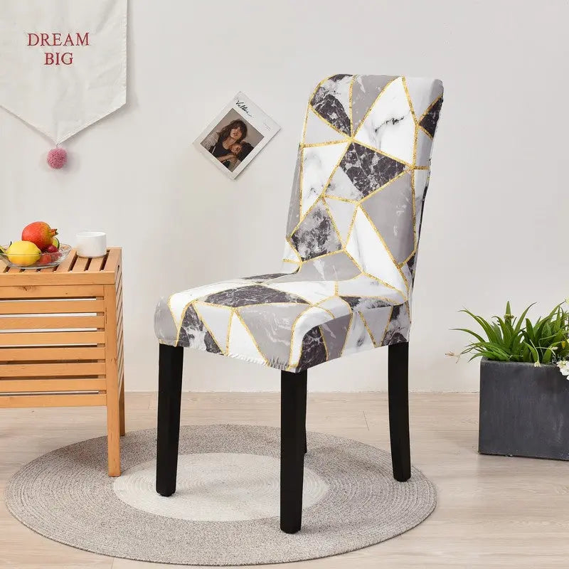 Dining Chair Covers Milk Silk Stretchable FLEURIS Carlos-Universal