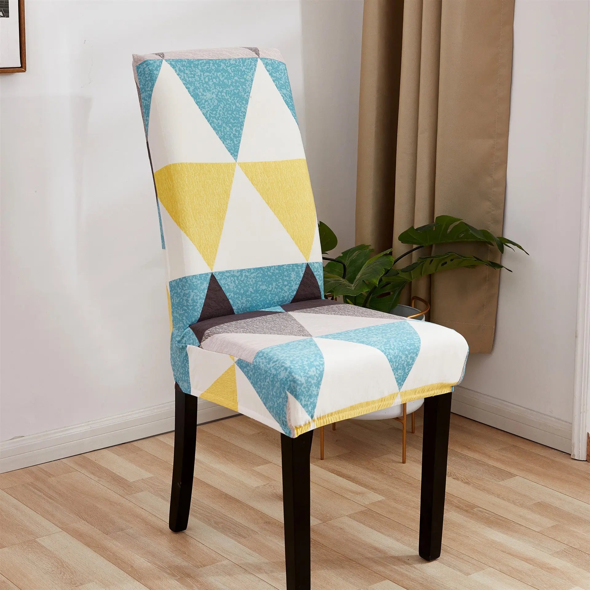 Dining Chair Covers Milk Silk Stretchable FLEURIS CRAL-Universal