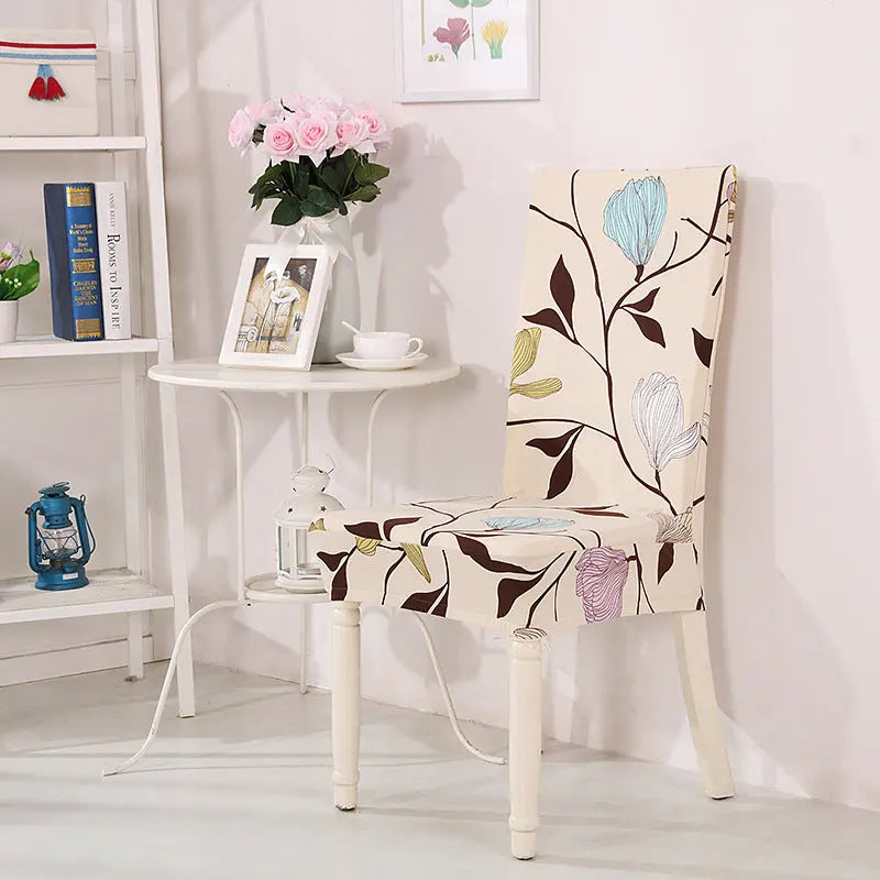 Dining Chair Covers Milk Silk Stretchable FLEURIS Morica-Universal