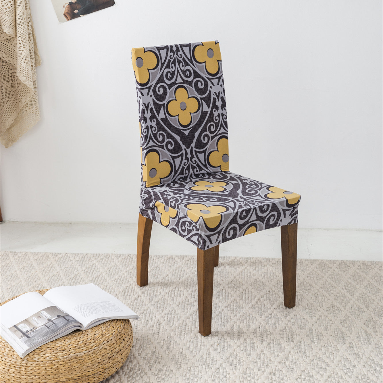 Dining Chair Covers Milk Silk Stretchable FLORETTE I Miss It All Day And Night-Universal