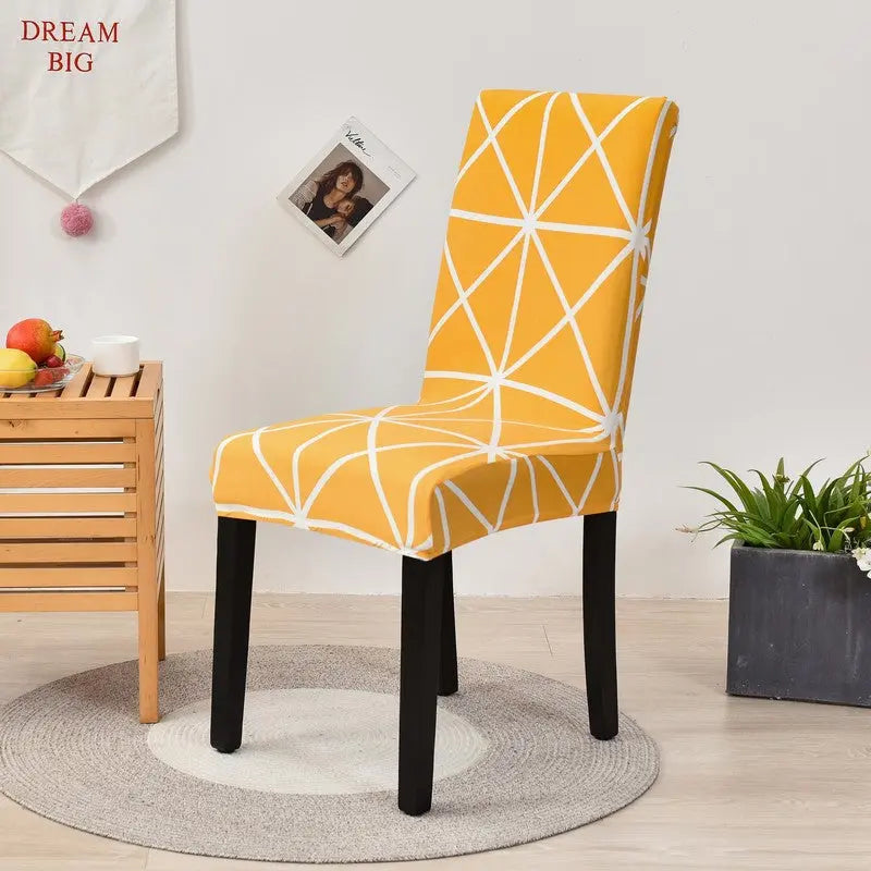Dining Chair Covers Milk Silk Stretchable FLORETTE Sansheng Yellow-Universal