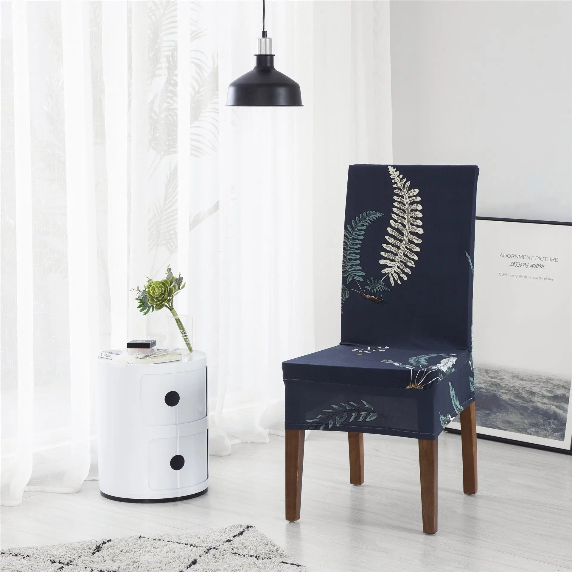 Dining Chair Covers Milk Silk Stretchable FLORETTE Seaweed-Universal