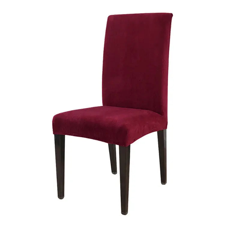 Dining Chair Covers Plush Stretchable LUMIÈRE Wine Red-Regular Size