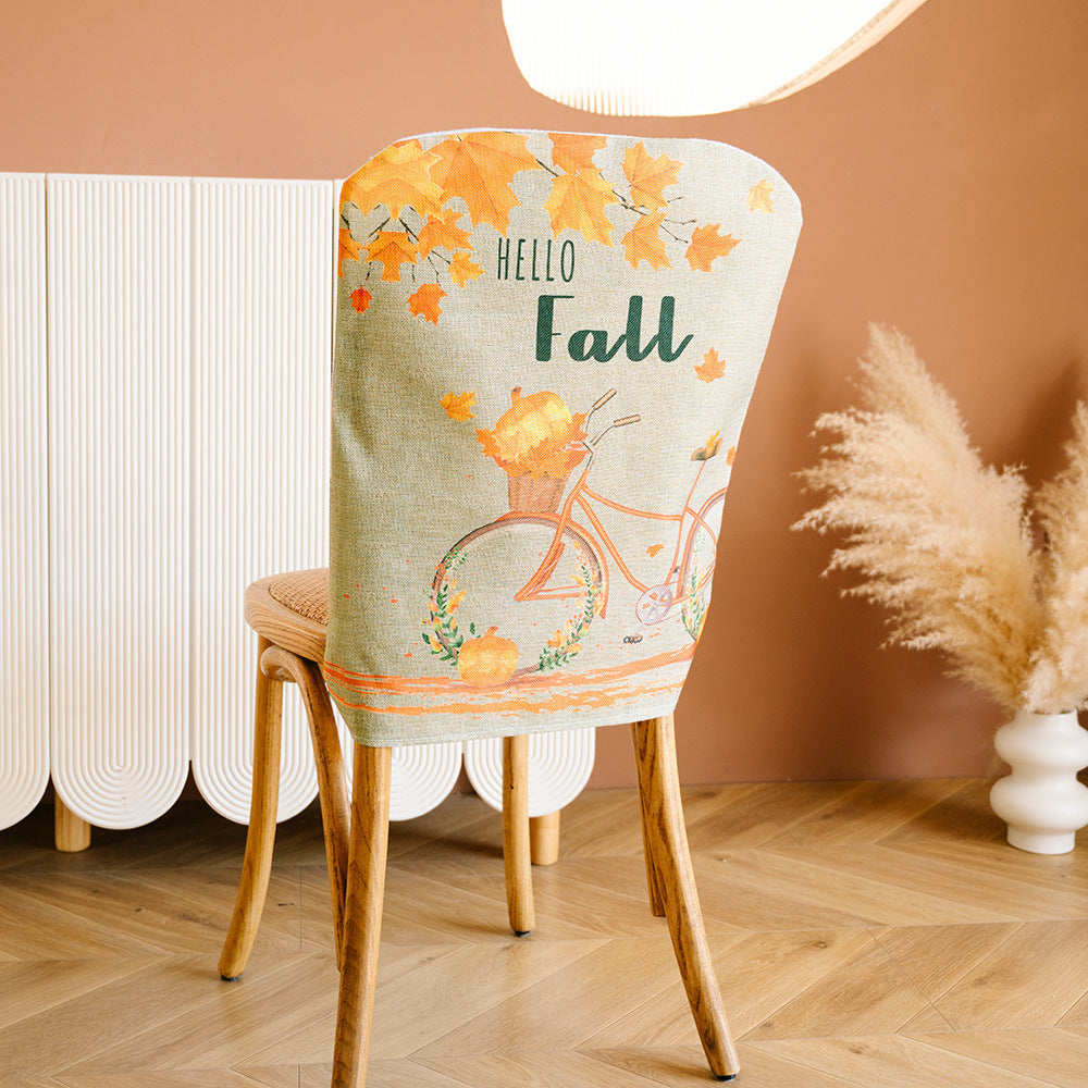 Dining Chair Covers Printed Fabric VELOUX Bicycle