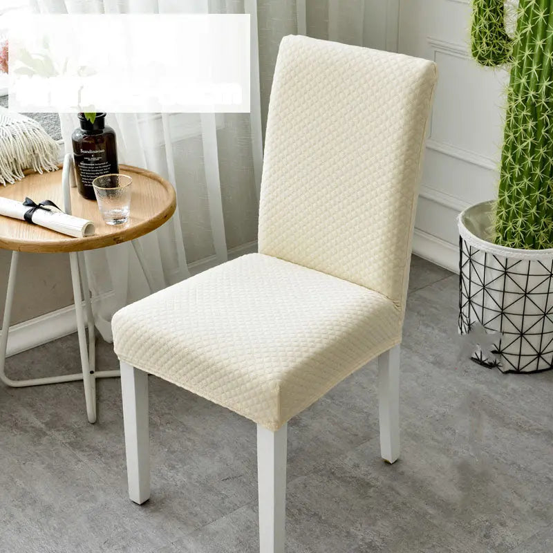 Dining Chair Covers Stretch Knit Elanvie Cream color-55 65cm-6
