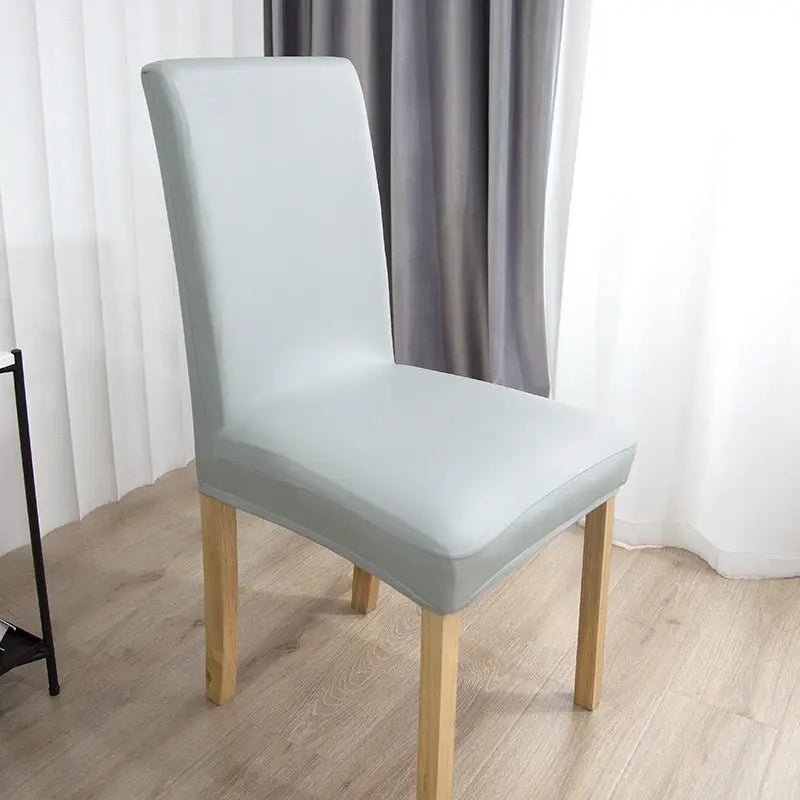 Dining Chair Covers Stretch Leatherette Célune Grey-45to55-2