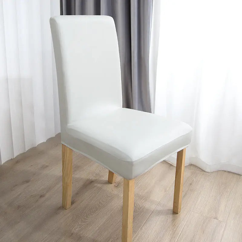 Dining Chair Covers Stretch Leatherette Célune White-55to60-2