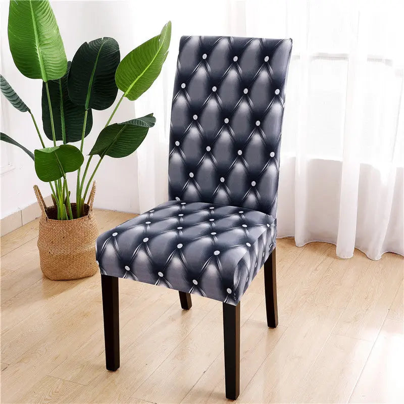 Dining Chair Covers Stretch Non-Slip LUMIÈRE Diamond Lattice Gray-General Size