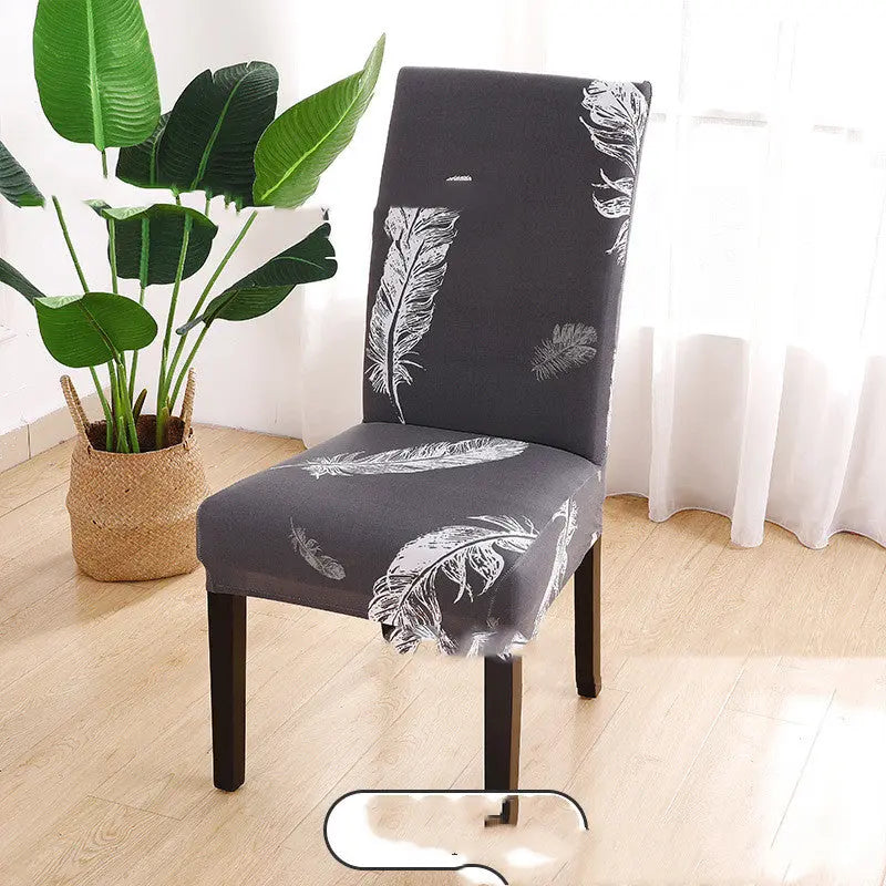 Dining Chair Covers Stretch Non-Slip LUMIÈRE Grey feather-General Size