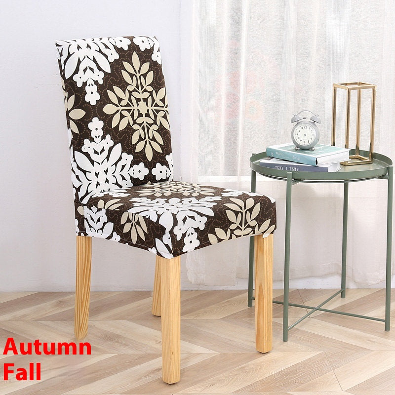 Dining Chair Covers Stretch Poly Merveille Autumn Fall-Free Size