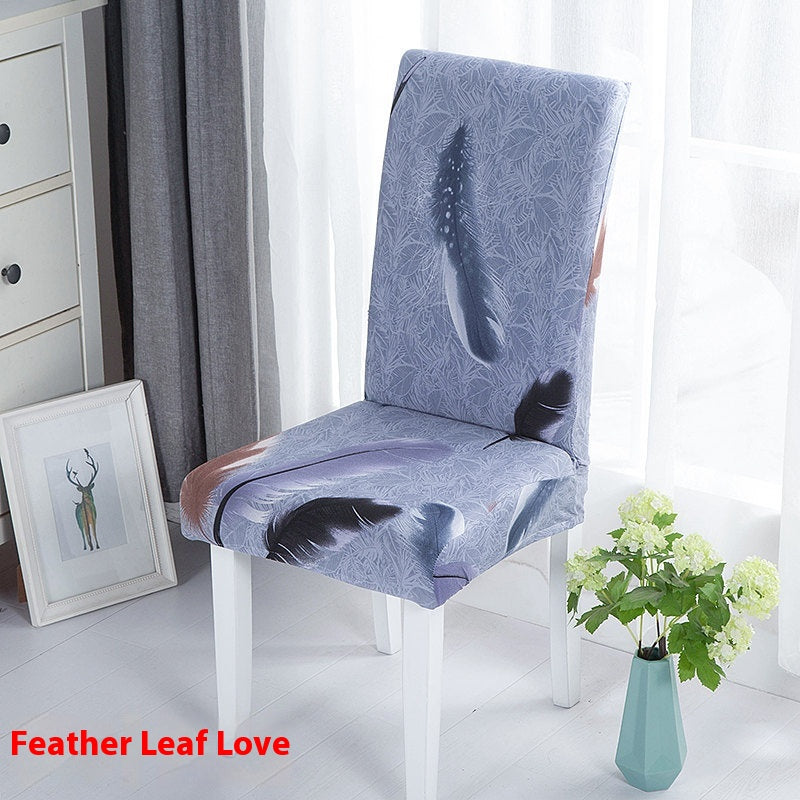Dining Chair Covers Stretch Poly Merveille Feather Leaf Love Silk-Free Size