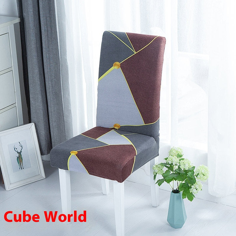 Dining Chair Covers Stretch Poly Merveille Rubik's Cube World-Free Size