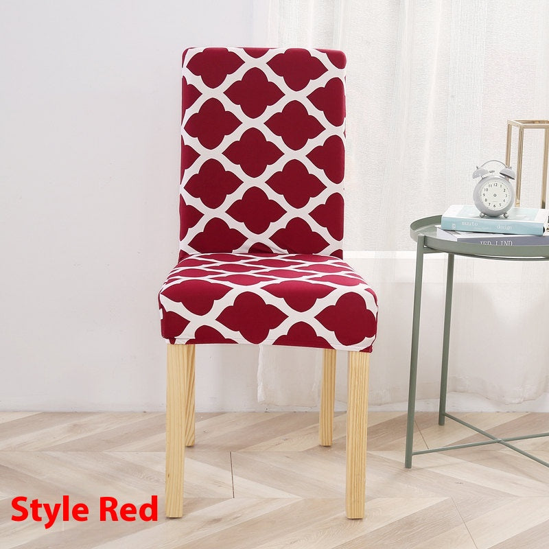 Dining Chair Covers Stretch Poly Merveille Style Red-Free Size