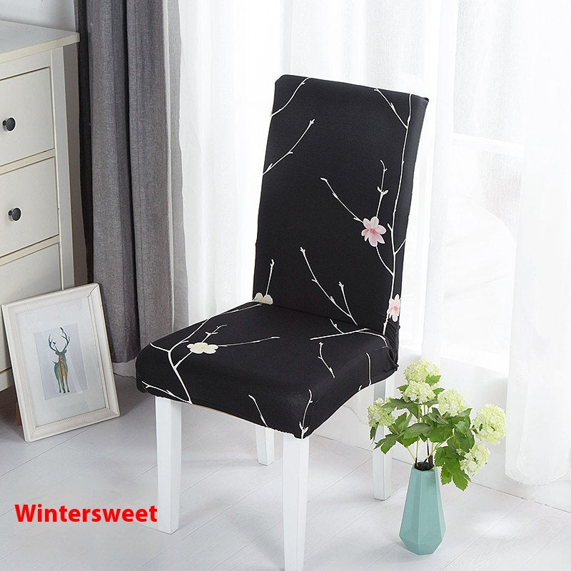 Dining Chair Covers Stretch Poly Merveille Wintersweet-Free Size