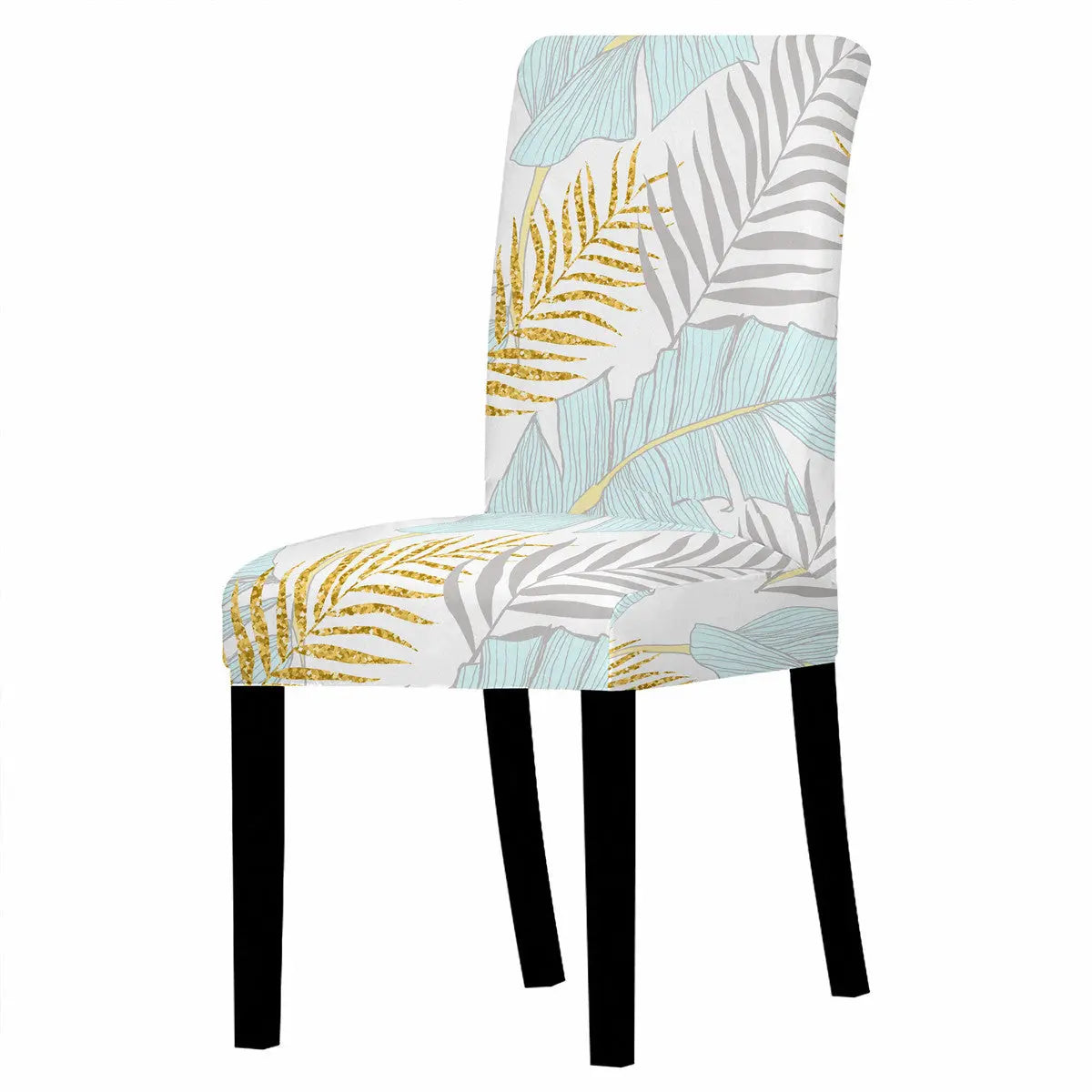 Dining Chair Covers Stretch Printed FEUILLAE 6 Style