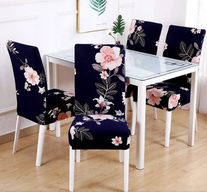 Dining Chair Covers Stretch Printed LUMIELA J-Q6pcs