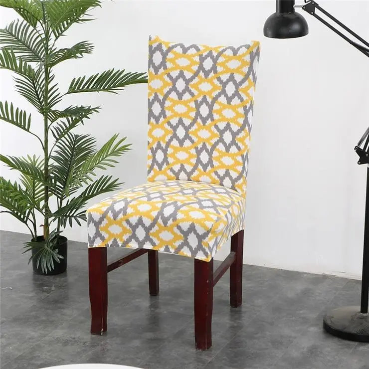 Dining Chair Covers Stretch Printed LUMIELA Q-Q6pcs