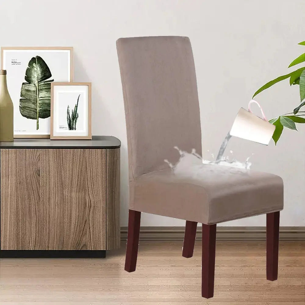 Dining Chair Covers Stretch Suede LUNETTE Brown-1PC