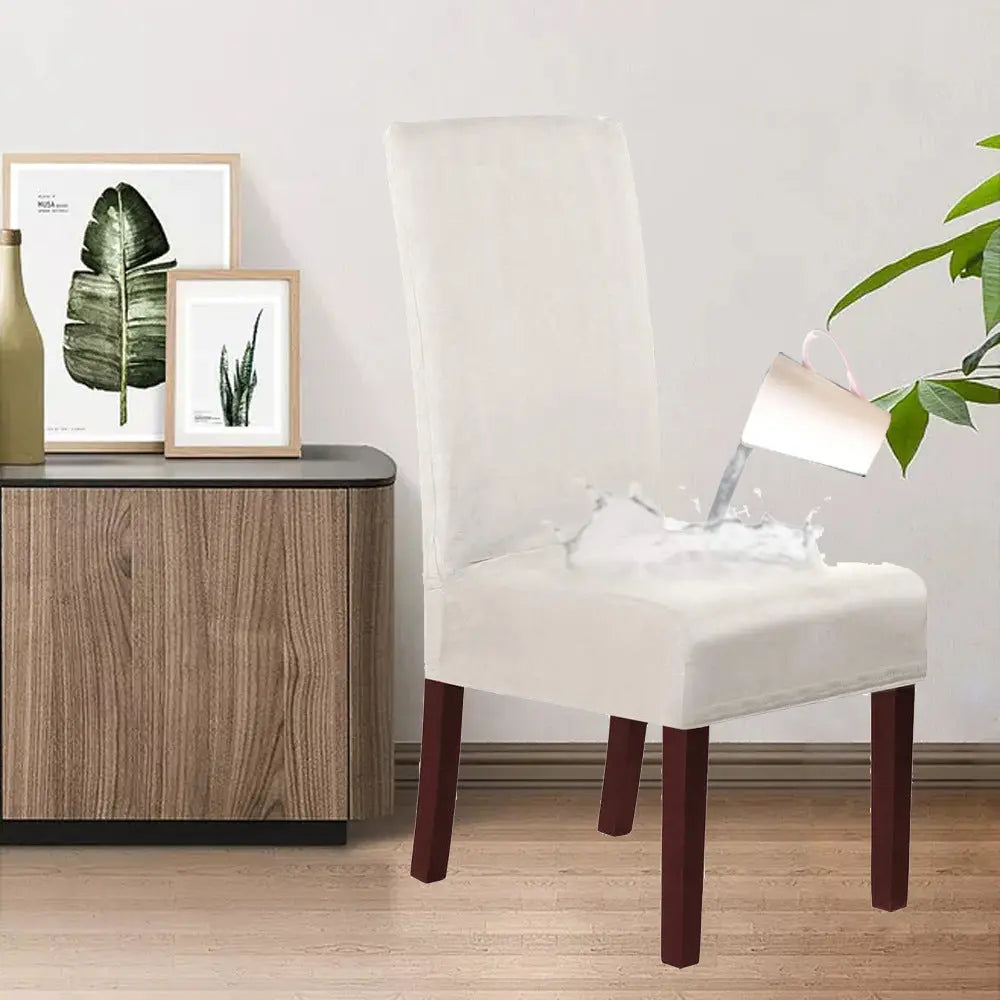 Dining Chair Covers Stretch Suede LUNETTE White-1PC