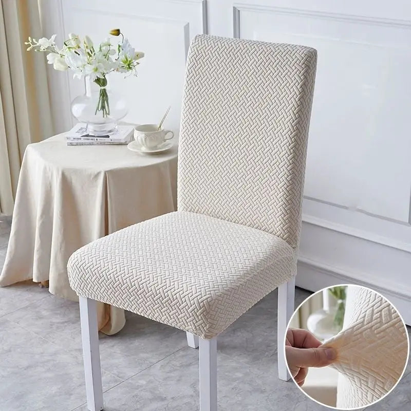 Dining Chair Covers Stretch Velvet Luvane Beige-1 Chair Cover