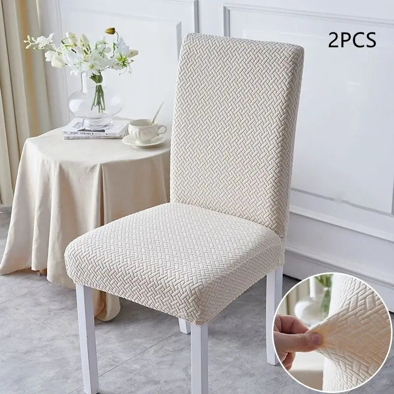 Dining Chair Covers Stretch Velvet Luvane Beige-2 Chair Covers