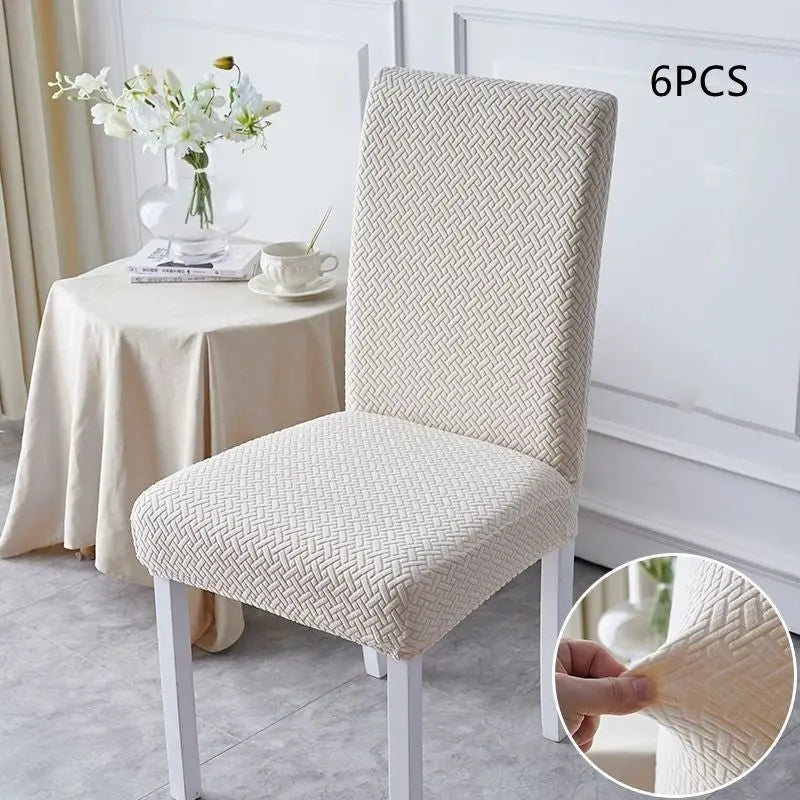Dining Chair Covers Stretch Velvet Luvane Beige-6 Chair Covers